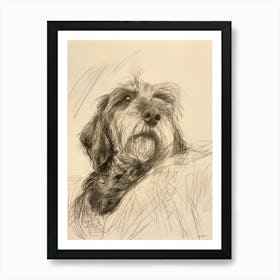 Petit Basset Griffon Vendeen Dog Charcoal Line 3 Art Print