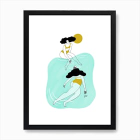 Yellow Swimmers Art Print