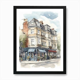 Romford London Neighborhood, Watercolour 1 Art Print