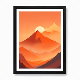 Misty Mountains Vertical Composition In Orange Tone 97 Art Print