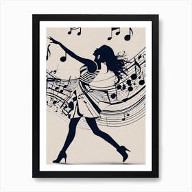 Silhouette Of A Woman Dancing Art Print