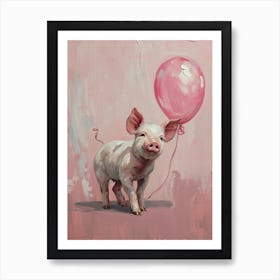 Cute Pig 4 With Balloon Art Print
