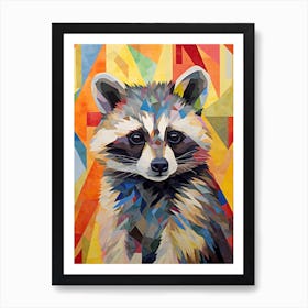 A Baby Raccoon In The Style Of Jasper Johns 1 Art Print