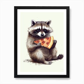 Raccoon Eating Pizza 3 Art Print