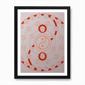 Geometric Abstract Glyph Circle Array in Tomato Red n.0155 Art Print