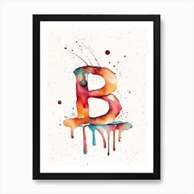 B  Letter, Alphabet Minimalist Watercolour 2 Art Print