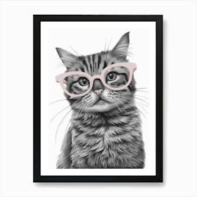 Cat In Glasses 1 Póster