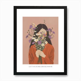 Let Your Dreams Blossom Poster Spring Girl With Purple Flowers 7 Art Print