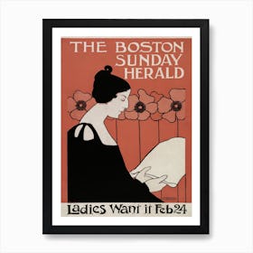 The Boston Sunday Herald Art Nouveau Poster Art Print