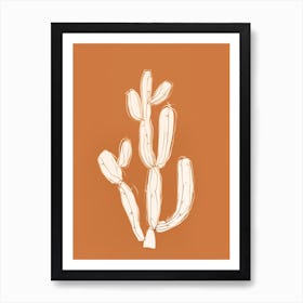 Cactus Line Drawing Nopal Cactus Art Print