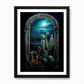 Queen Of The Night Cactus On A Window  2 Art Print