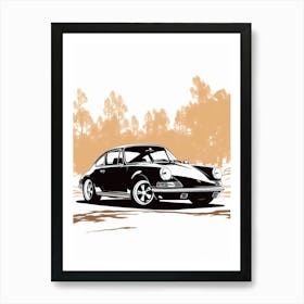 Porche 911 Line Drawing 2 Art Print