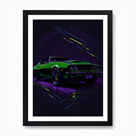 Neon Style Car - Abstract Art Art Print