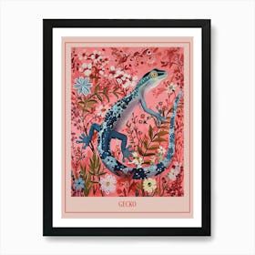 Floral Animal Painting Gecko 3 Poster Art Print