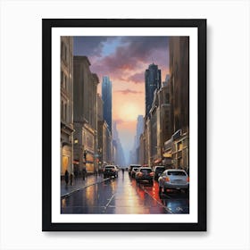 New York City At Dusk Art Print