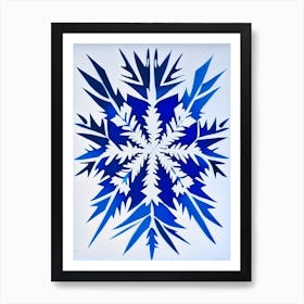 Frost, Snowflakes, Blue & White Illustration Art Print