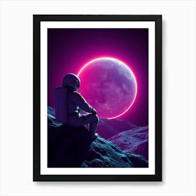 Astronaut Looking At The Moon Art Print