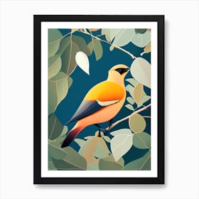 Cedar Waxwing Pop Matisse Bird Art Print