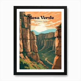 Mesa Verde National Park Colorado Adventure Modern Travel Illustration Art Print