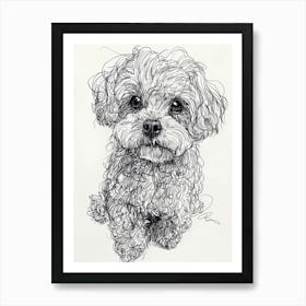 Bichon Frise Dog Line Drawing Sketch 2 Art Print