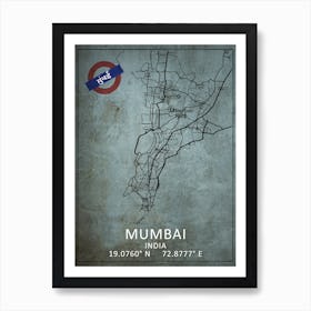 Mumbai Map Art Print