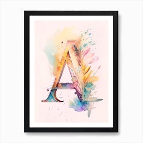 A, Letter, Alphabet Storybook Watercolour 2 Art Print