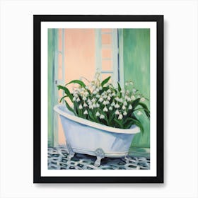 A Bathtube Full Lily Of The Valley In A Bathroom 2 Art Print