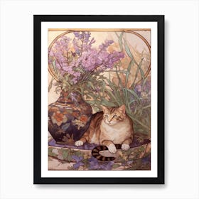 Heather With A Cat 4 Art Nouveau Style Art Print