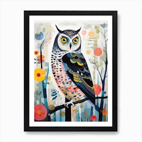 Bird Painting Collage Snowy Owl 3 Art Print