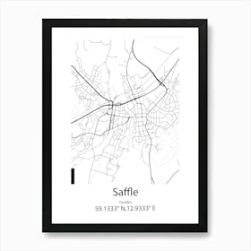 Saffle,Sweden Minimalist Map Art Print