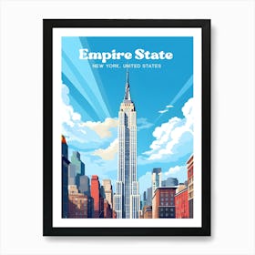 Empire State New York Skyline Modern Travel Art Art Print