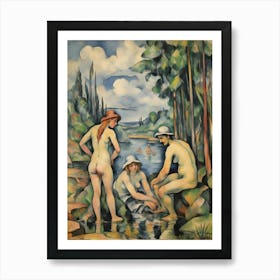 Three Nude Women In The Bath 1 Art Print