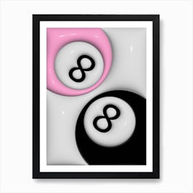 8 ball pink and black Art Print