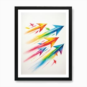 Arrows Composed Of Chalk And Crayon Strokes Floating Whimsically Against A Stark White Background (2) Art Print