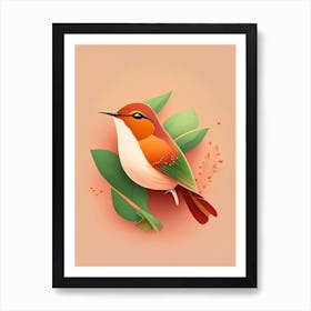 Rufous Hummingbird Cute Kawaii Art Print