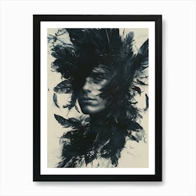 Whimsical Dark Feathers Man 1 Art Print