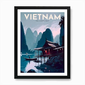 Ha Long Bay Vietnam Retro Travel Art Print