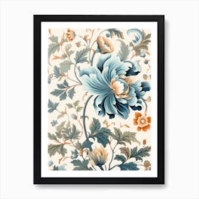 Blue Floral Illustration Art Print