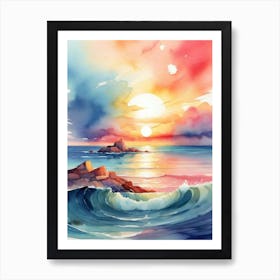 Sunset Watercolor Painting Art Print