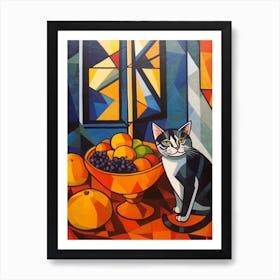 Bouvardia With A Cat 1 Cubism Picasso Style Art Print