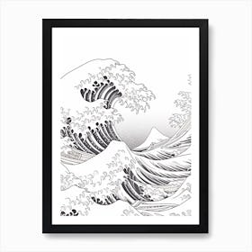 Line Art Inspired By The Great Wave Off Kanagawa 2 Art Print