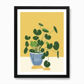 Pilea Plant Minimalist Illustration 7 Art Print