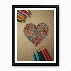 Heart With Colored Pencils 1 Art Print