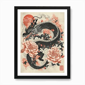 Lunar Year Of The Dragon 2024 Red And Black Art Print