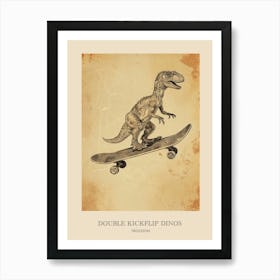 Troodon Vintage Dinosaur Poster Art Print