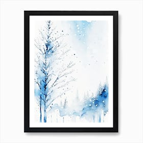 Winter Scenery, Snowflakes, Minimalist Watercolour 3 Art Print