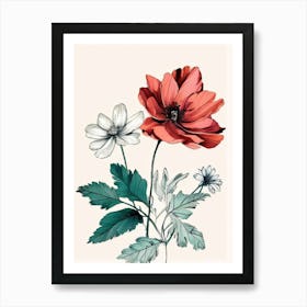 Red And White Flowers 3 Art Print