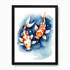 Koi Fish Watercolor Painting (29) Art Print