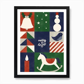 Merry Christmas Symbols Art Print