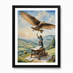 Leonardo da Vinci The Birth of Flight Art Print